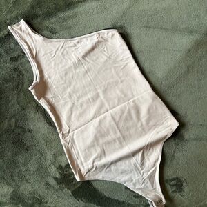 Abercrombie & Fitch Cream One-Shoulder Bodysuit